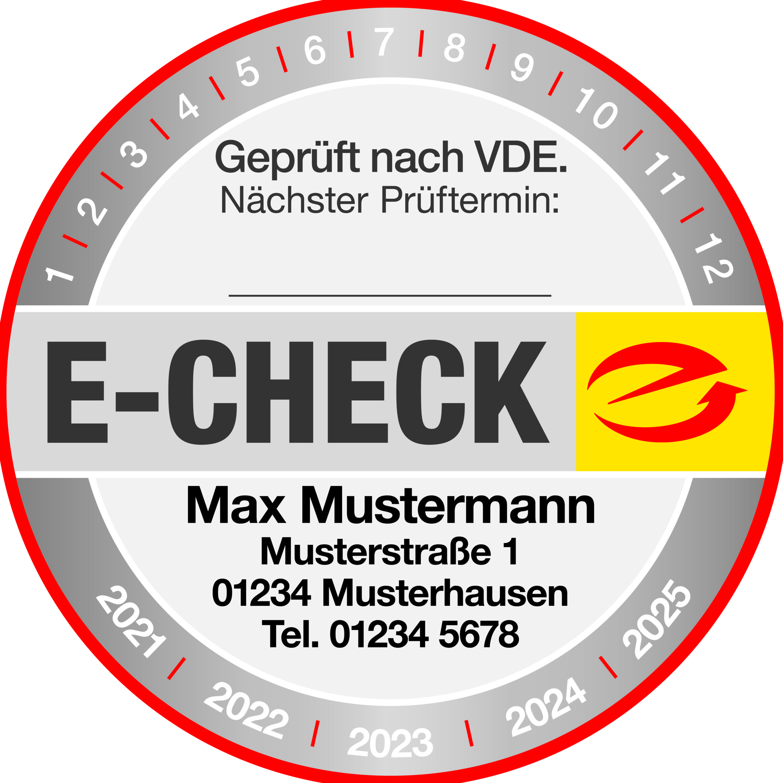 100x Prüfplakette "Elektro Check20-25" e-Check Etikett Aufkleber,rotØ 20mm 